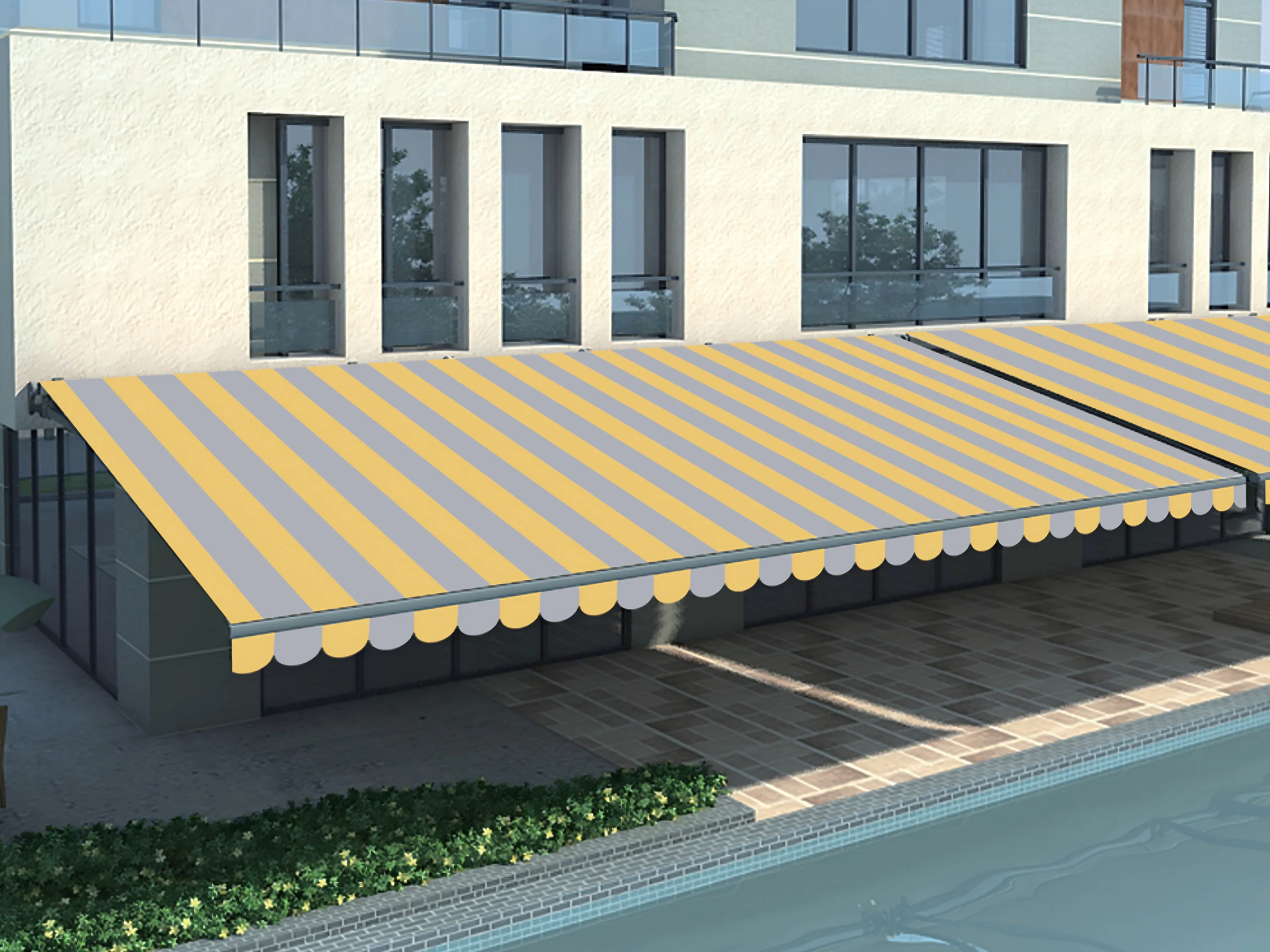 Large-Span Folding-Arm Awning