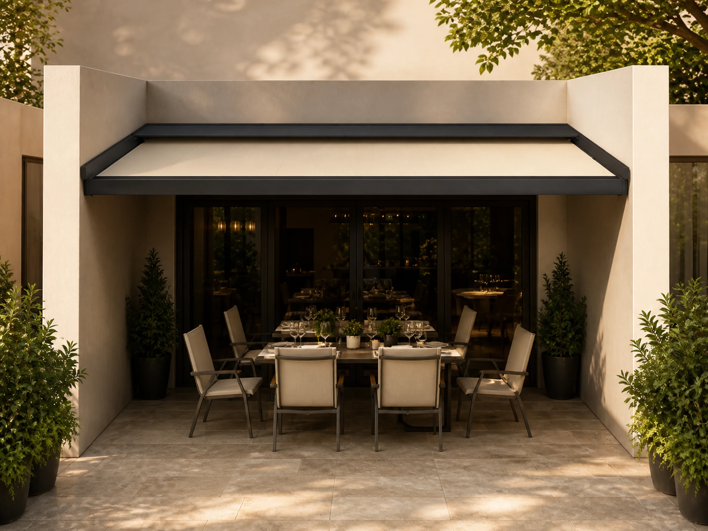 Recess-Mounted Motorized Folding Canopy
