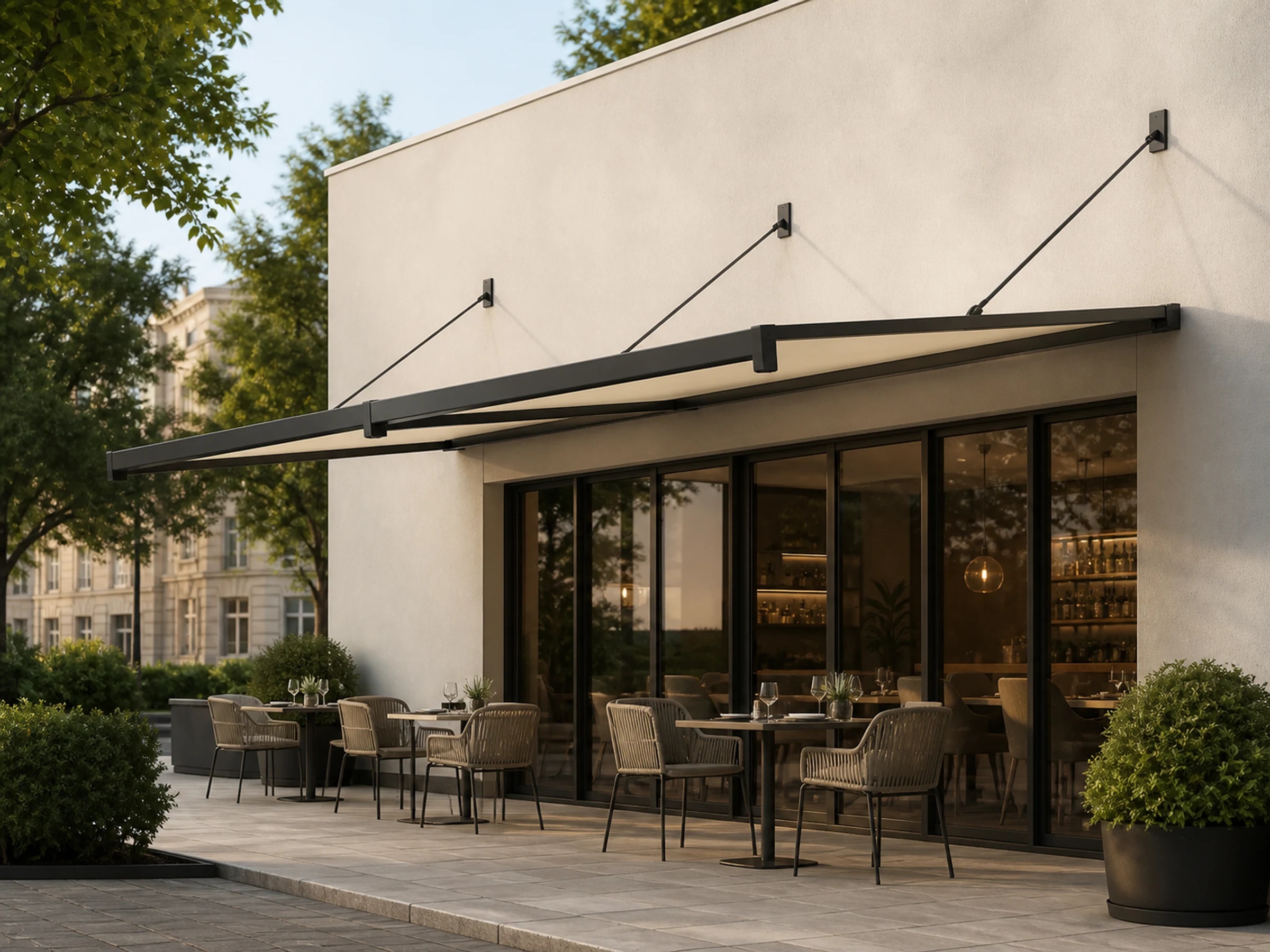Suspended Wall-Mounted Folding Canopy