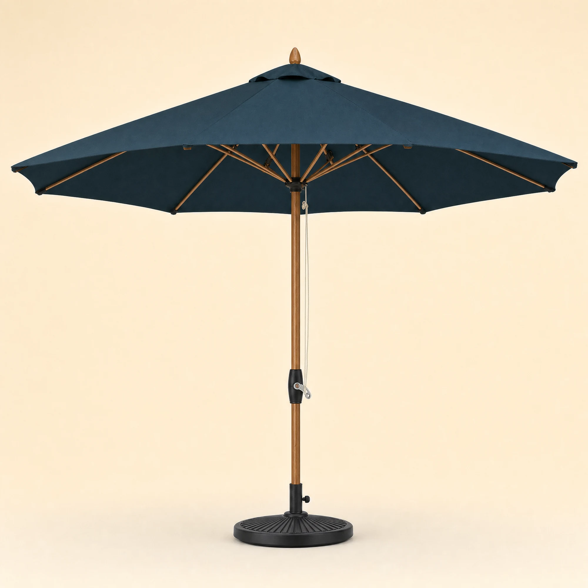 38 mm Pulley Bamboo Umbrella - Navy Blue