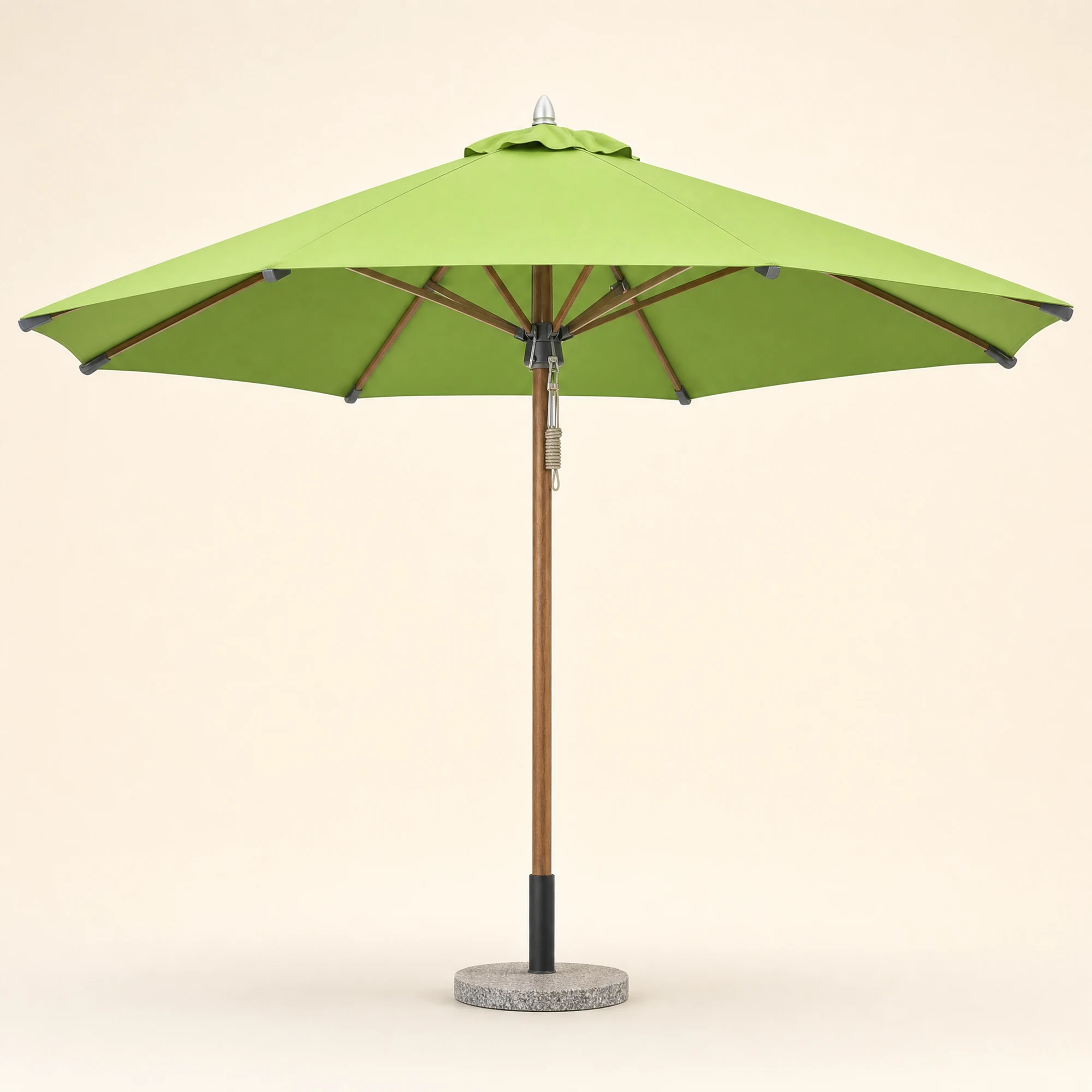 48 mm Aluminum Wood-Grain Center-Pole Umbrella - Lime Green