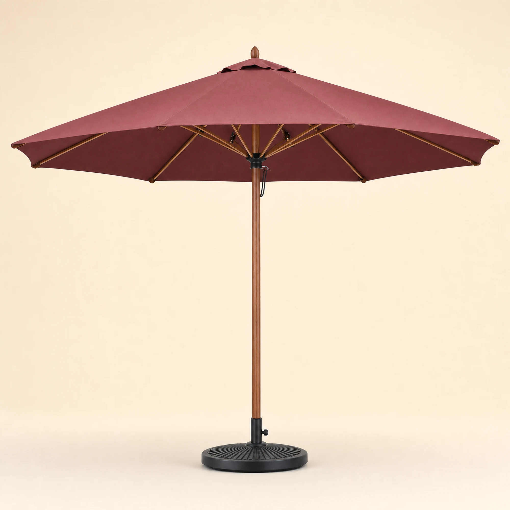 48 mm Pulley Bamboo Umbrella - Burgundy