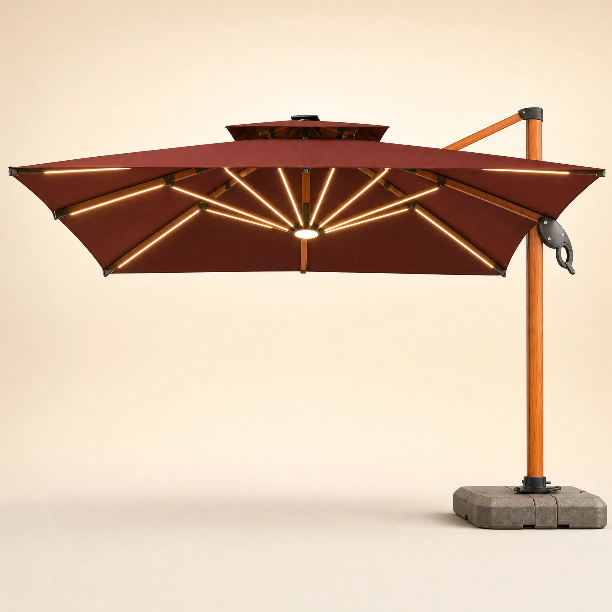 Wood-Grain Large Cantilever Umbrella - Coffee
